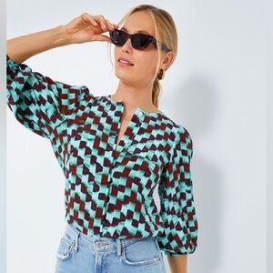 NWT Hunter Bell Finely Blouse Subway Tile sz large